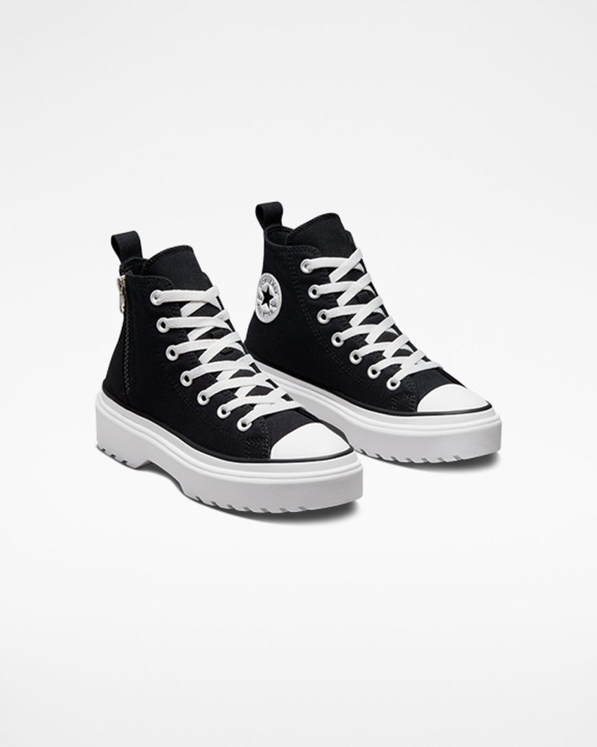 Sapatos Plataforma Converse Chuck Taylor All Star Lugged Lift Lona Cano Alto Menina Pretas Branco | PT H07P830